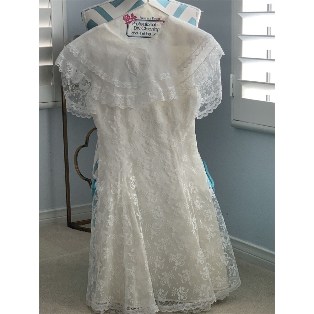 Vintage Jessica Mcclintock Dress Size 8 Lace White, Wedding, Flower Girl